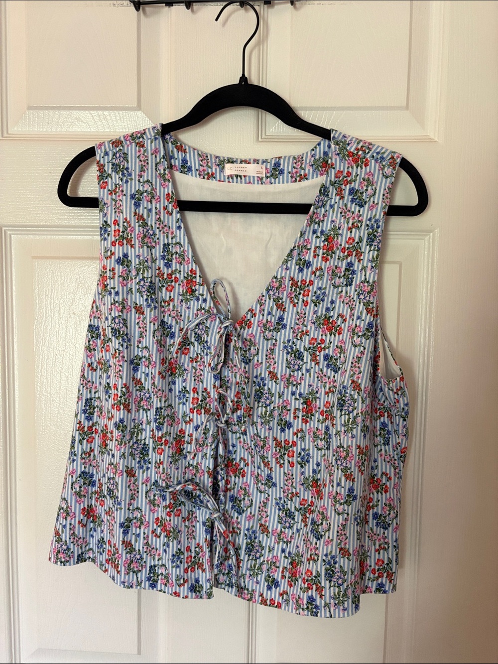 Lauren Conrad Striped Floral Crop Top